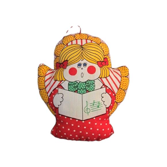 VTG Caroler Angel Mini Stuffed Quilt Ornament Nostalgic Family Christmas Holiday - Picture 1 of 4